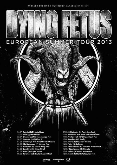 Dying Fetus - European Summer Tour - 2013 - promo flyer